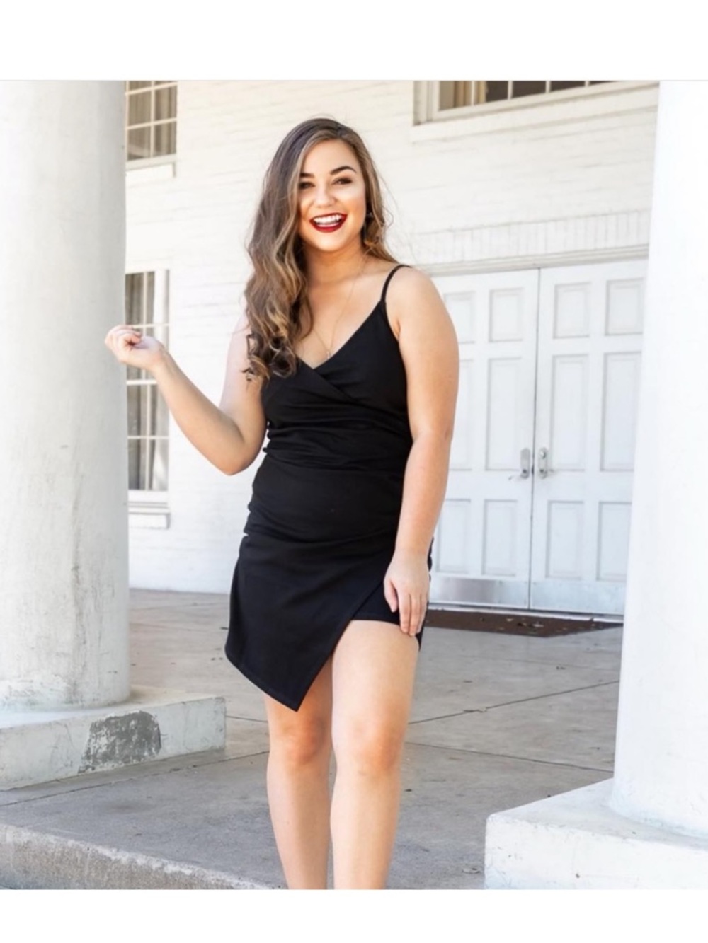 Francesca’s Black Bodycon Mini Dress Asymmetrical Hem Going Out Dress